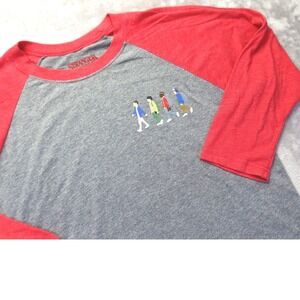 Stranger Things Graphic Baseball Tee Men's Size L Gray‎ Red Raglan